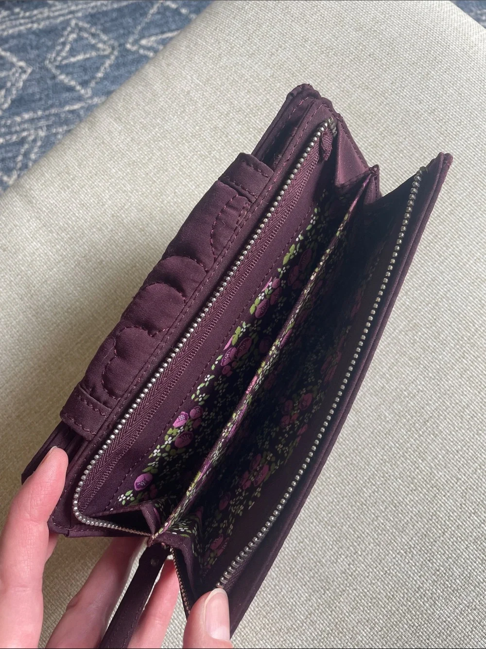 Vera Bradley Deep Plum Quilted Wristlet Wallet - Picture 4 of 4